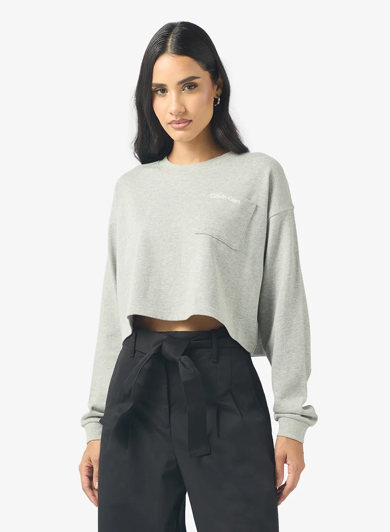 CALVIN KLEIN Logo long Sleeve Cropped Top