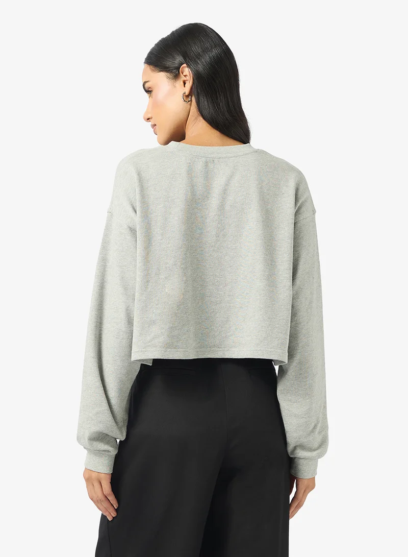 CALVIN KLEIN Logo long Sleeve Cropped Top