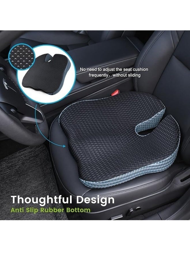بريمو بلس وسادة مقعد طبية ( وسادة دعم للجلوس) وسادة مقعد السيارة السائق والراكب والقيادة لتعزيز الرؤية والوضعية الميموري فوم لآلام الورك اسود غطاء شبكي - Image 2