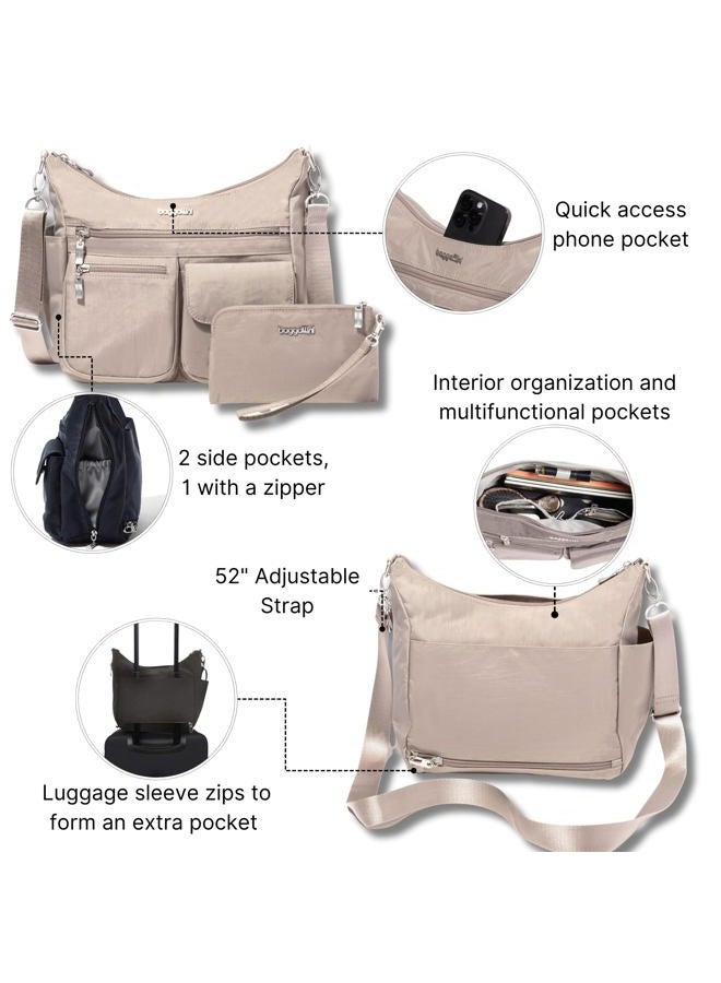 Baggallini Modern Everywhere Bagg - Water-resistant Lightweight Hobo Crossbody Bag for Women - Easy-Access Phone Pocket - Image 3