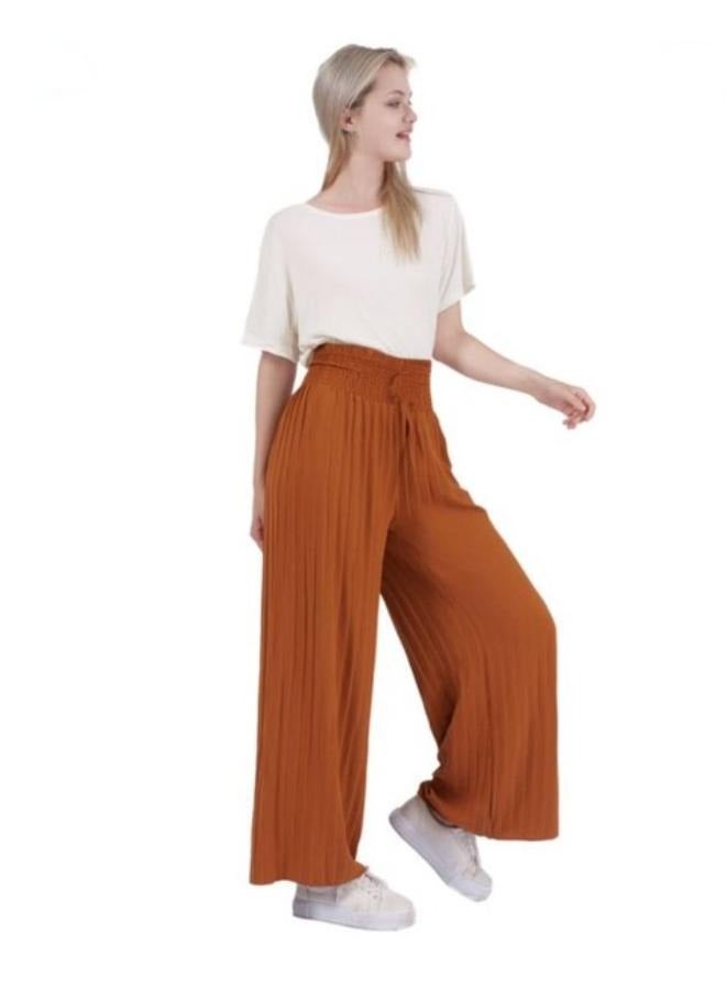 Women's Free Size Linen Wide Leg Pants High Waist Casual Beach Pants - Image 2