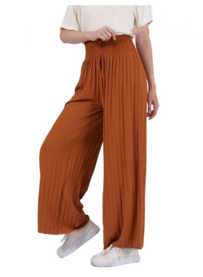 Women's Free Size Linen Wide Leg Pants High Waist Casual Beach Pants - Image 3