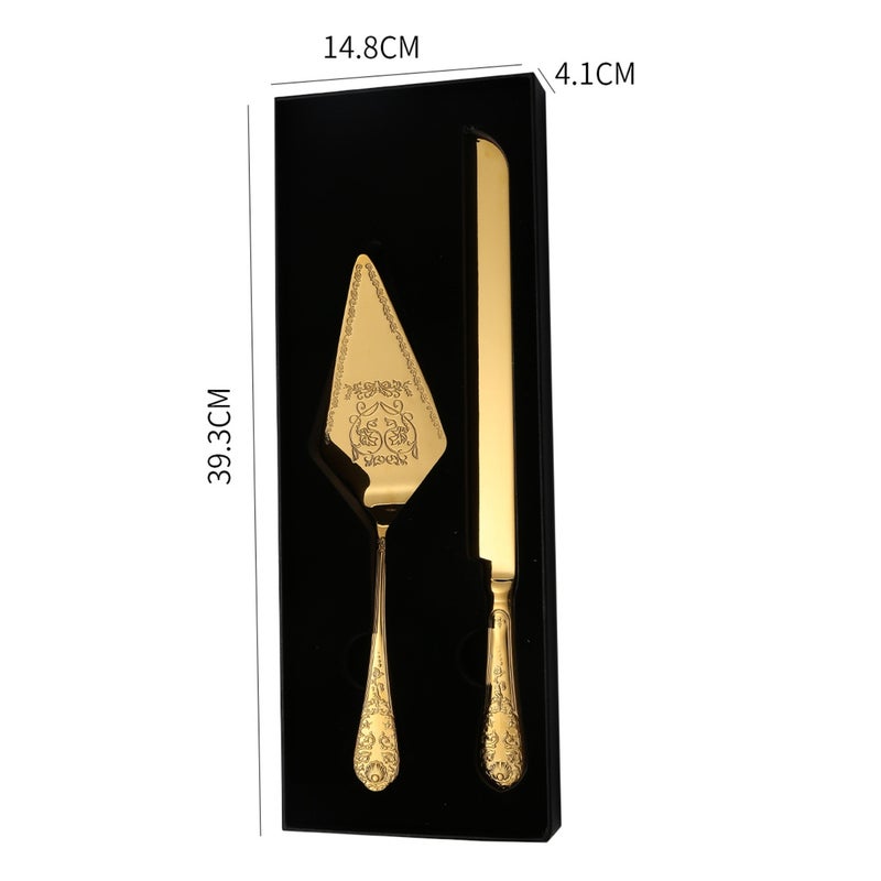 304 Patterned Stainless Steel Tableware Set, 2-piece Cake Spatula Set, Western Tableware Gift Box for Hotels - Image 5