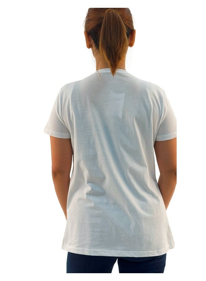 JOANNA W203027 Women's Vogue Print Round Neck Short Sleeve T-Shirt - White - Image 3