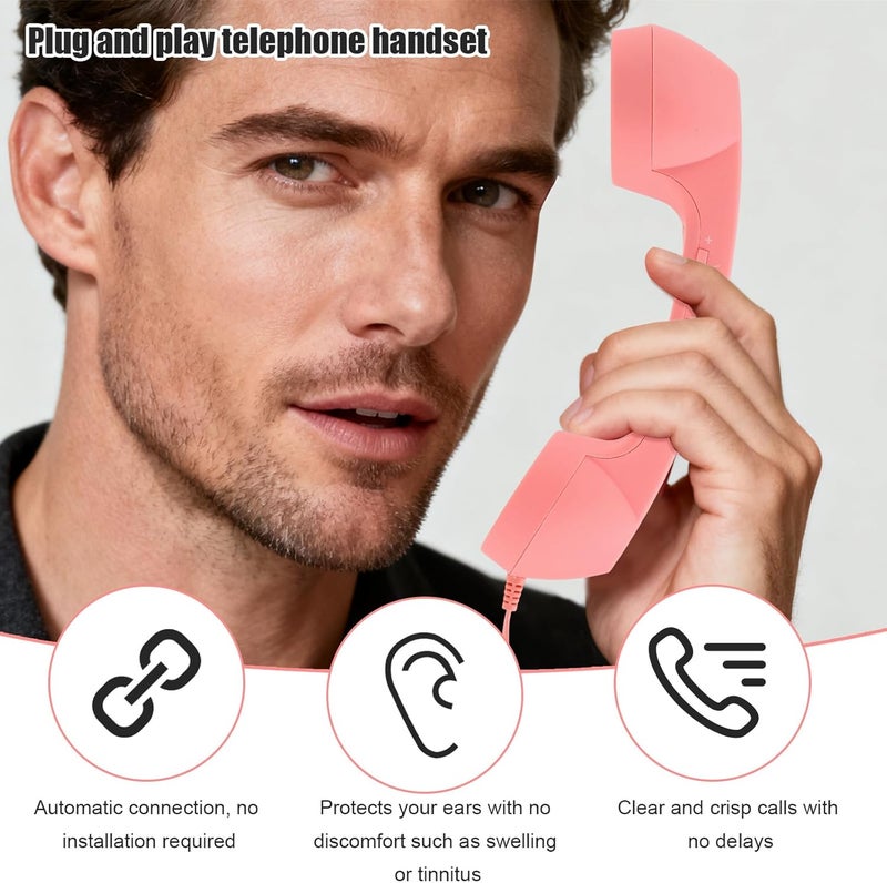 BTFO Retro Phone Handset for iPhone/Android, Type C Old School Cell Phone Receiver with Microphone & Speaker 90s Style Photos Prop for Mobile Phones (Pink) - Image 5