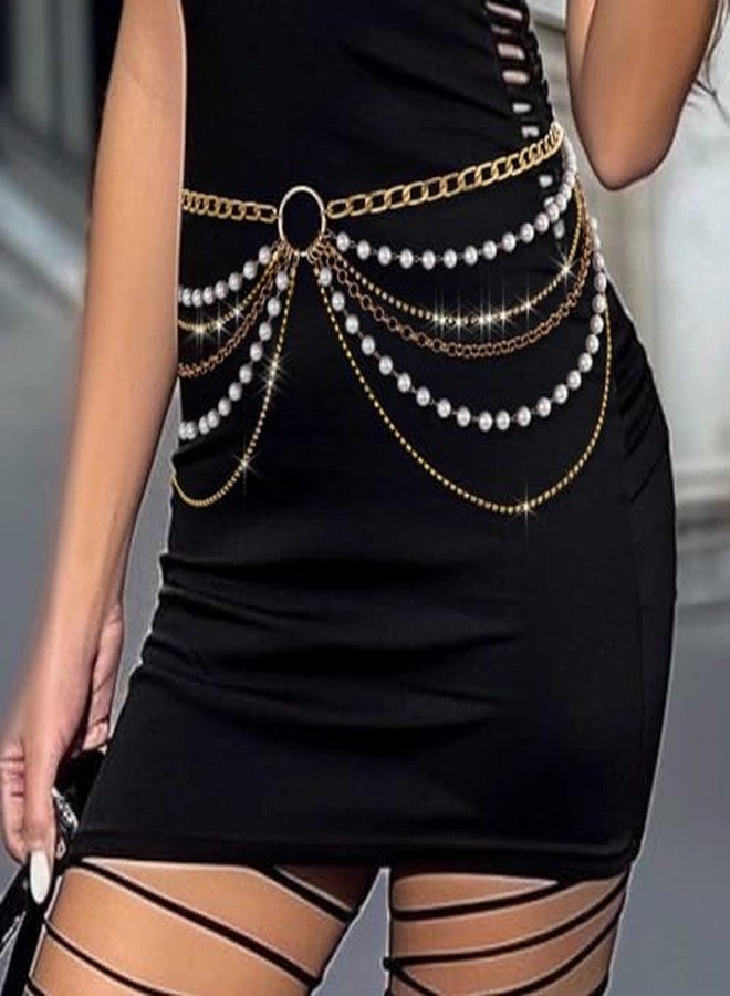 CHIROGRAPHY 1 Psc Luxury Layered Pearl Waist Chain Gold Beads Belly Chains Sparkly Body Accessories for Women - Image 4