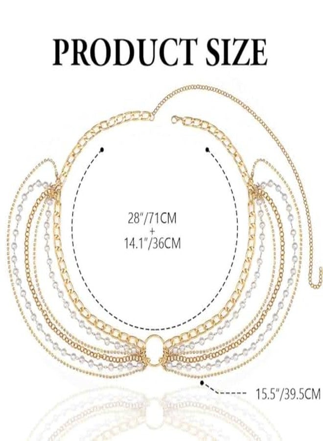 CHIROGRAPHY 1 Psc Luxury Layered Pearl Waist Chain Gold Beads Belly Chains Sparkly Body Accessories for Women - Image 3
