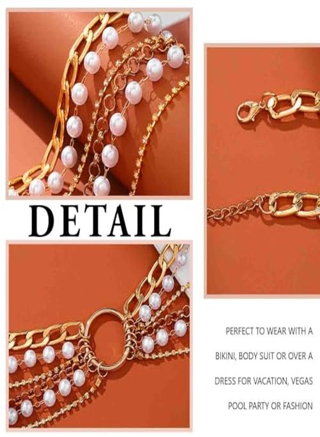 CHIROGRAPHY 1 Psc Luxury Layered Pearl Waist Chain Gold Beads Belly Chains Sparkly Body Accessories for Women - Image 5