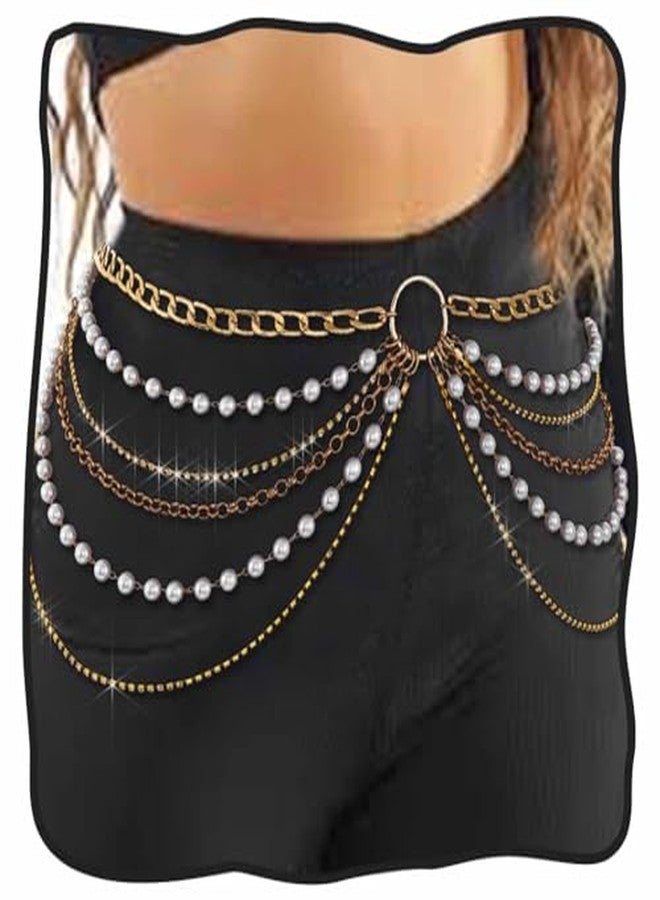 CHIROGRAPHY 1 Psc Luxury Layered Pearl Waist Chain Gold Beads Belly Chains Sparkly Body Accessories for Women - Image 1