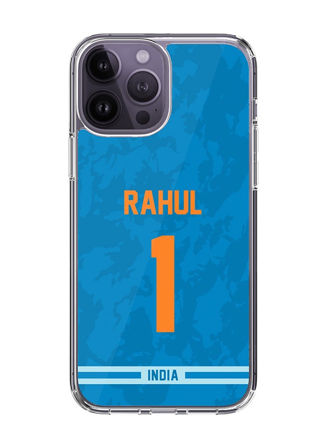 Stylizedd Classic Clear Case for iPhone 15 Pro Max , Hybrid Soft Case Transparent Cover - Player Name - KL Rahul, Jersey Number- 1 