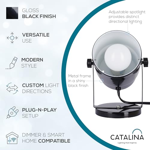 Catalina Lighting Multipurpose Spotlight Accent Lamp Desk or Wall Mount Lamp for Office Living Room Dorm or Bedroom Smart Home Compatible Bulb Not Included 75 Metallic Black - Image 3