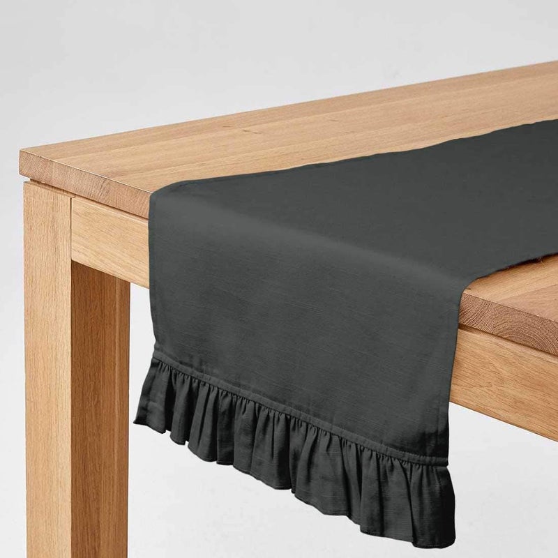 Vargottam Dark Gray Home Décor Kitchen Table Decor Home Frill Table Runner-14 x 90 Inch - Image 2