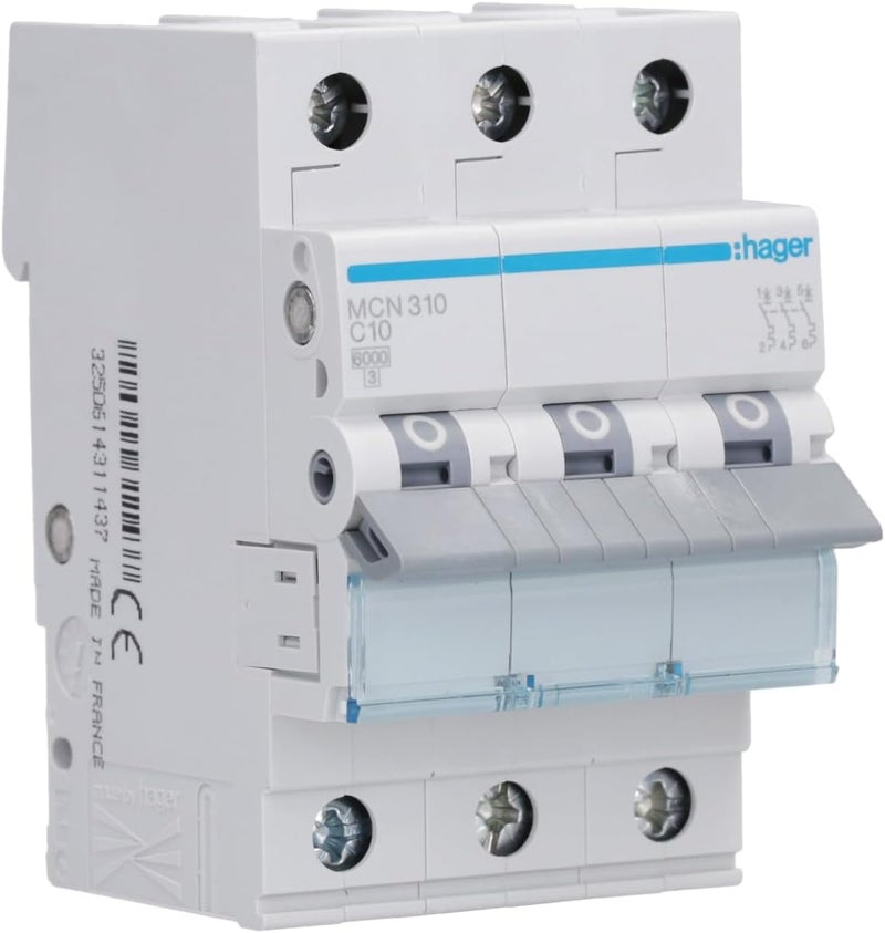 Hager Miniature Circuit Breaker 10A 6KA Type C-Made in EU - Image 1