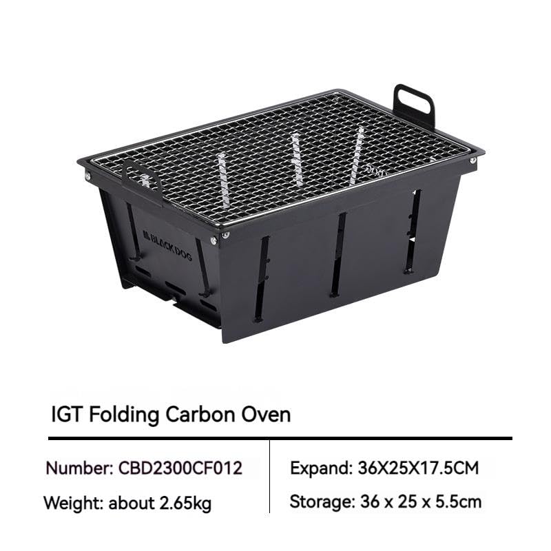 windhike Blackdog Portable Small Grill, Outdoor Stainless Steel Charcoal Grill Used for IGT Dining Table, Easy Set Up for Outdoor Barbecues Camping Traveling Picnics Garden Beach Party - Black - Image 2
