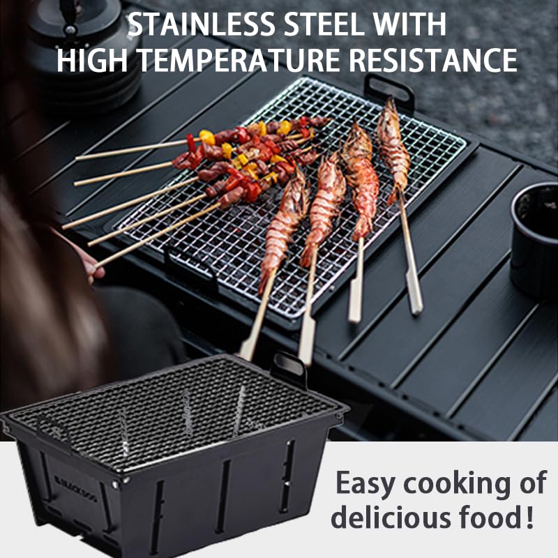 windhike Blackdog Portable Small Grill, Outdoor Stainless Steel Charcoal Grill Used for IGT Dining Table, Easy Set Up for Outdoor Barbecues Camping Traveling Picnics Garden Beach Party - Black - Image 3
