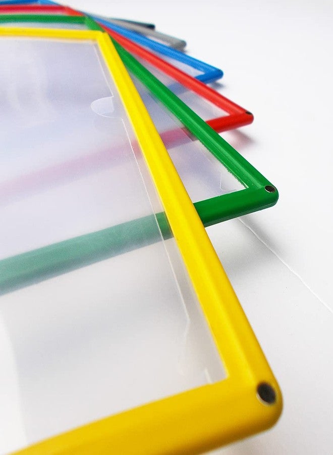 Infomate A4 Paper Magnetic Display Pocket File Folder with 4 Magnets, Multicolored, Pack of 6, 32.5 cm x 24 cm x 0.5 cm - Image 2