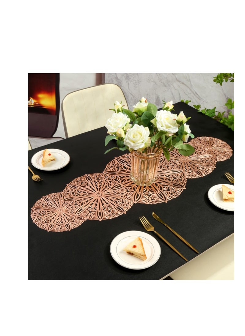 OASIS-TH Table Runner  Dining Table Runner Coffee Table Runner Non-Slip European-Style, Aesthetic, Luxury Rose Golden Size 93x32CM  - Image 2