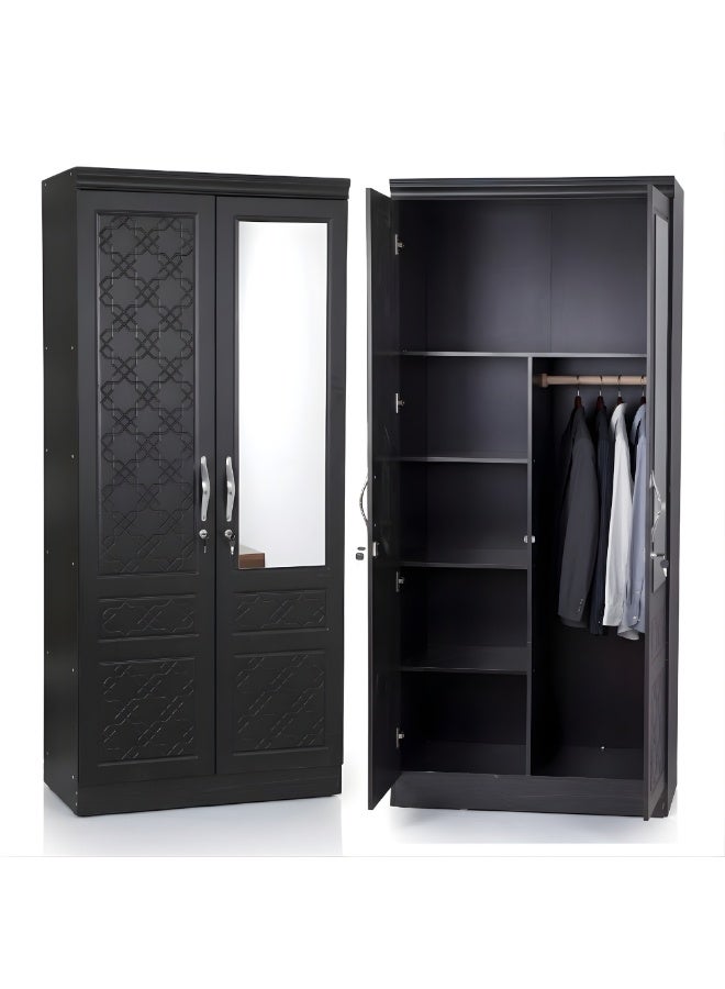 ABX HOME TITAN 2 Door Wooden Wardrobe, Cabinet Cupboard Engineered Wood Perfect Modern Stylish Heavy Duty With Mirror - Image 1