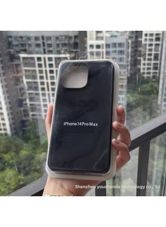 Suitable For iphone16 Solid Silicone Phone Case For Apple 15 Official Same Liquid 14 All-inclusive 13 Drop-resistant Case-Color:Black [with Packaging Box + Label]-Applicable Models:For iphone14promax