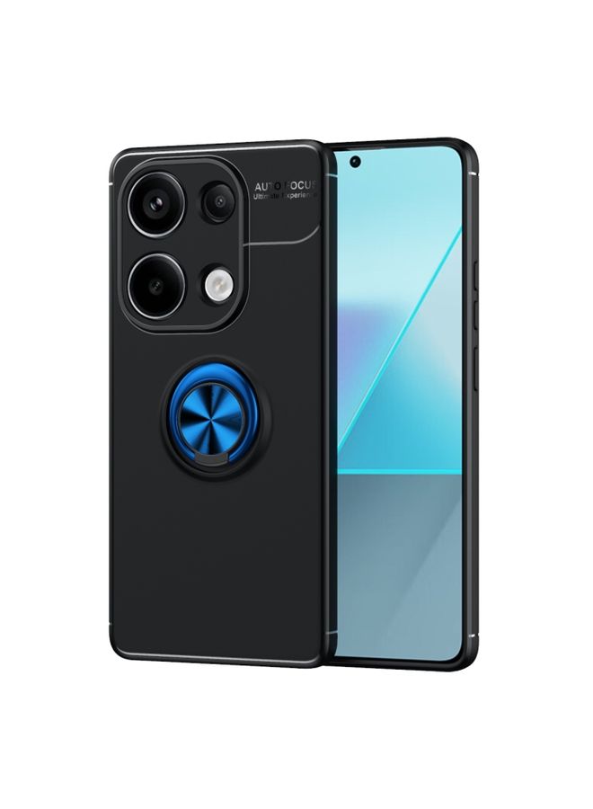 Case Cover For Xiaomi Redmi Note 13 Pro 4G Metal Ring Holder TPU Phone Case Black+Blue