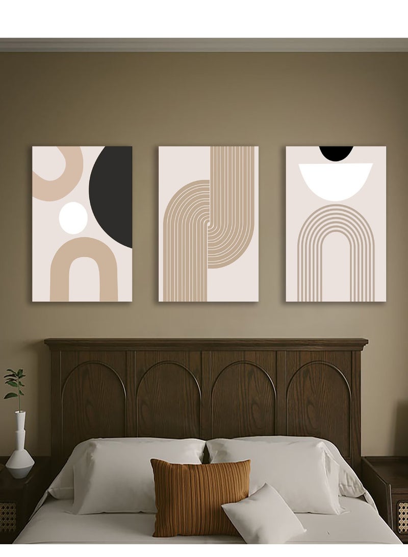إيليلي مجموعة من 3 لوحات فنية جدارية مؤطرة من القماش مشدودة على إطار خشبي لتزيين المنزل وغرفة المعيشة والمكتب (الحجم: 40 × 30) - Image 1