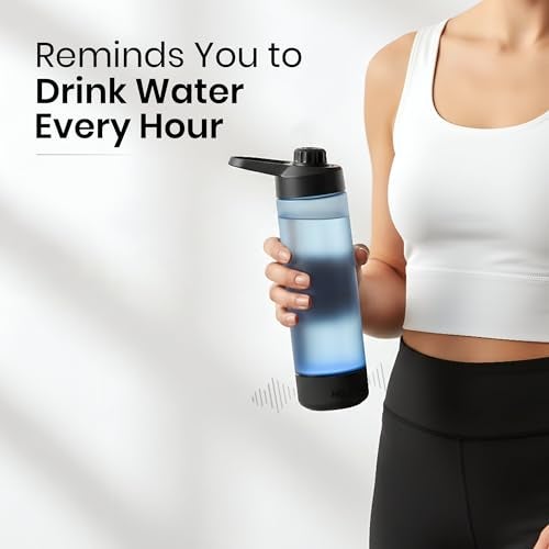 Aquaminder Smart Water Bottle Glows & Beeps to Remind You to Drink More 770 ml Chug Cap Bottle For Adults and Kids Perfect For Gift, Travel, Gym, Yoga, Black, Silicone - Image 3