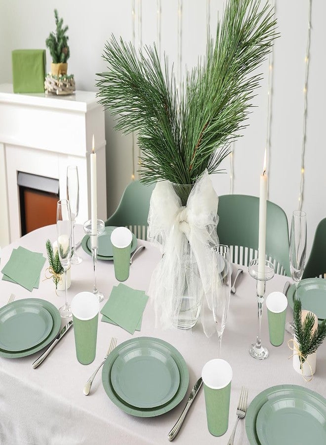 TWOWYHI 200PCS Party Supplies Paper Plates Set for Party with 50Guests 7"and 9" Disposable Plates Napkins Cups for Birthday Bridal Shower Wedding Parties Sage Green - Image 3