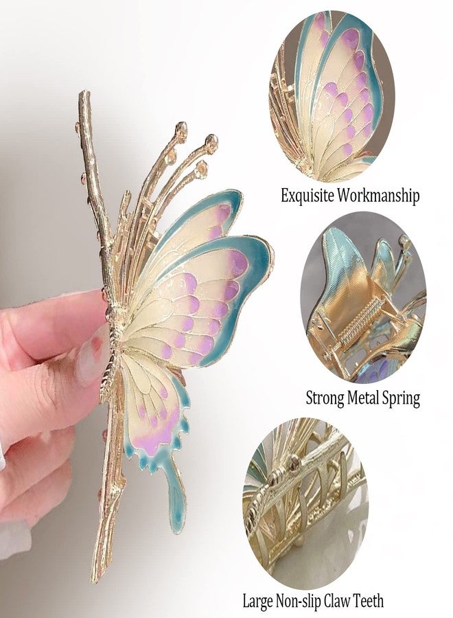 Cysincos 6 Pcs Hair Claw Clips for Women, Large Strong Metal Butterfly Hair Clips Flower Hair Clips for Women Thick Hair - Image 2