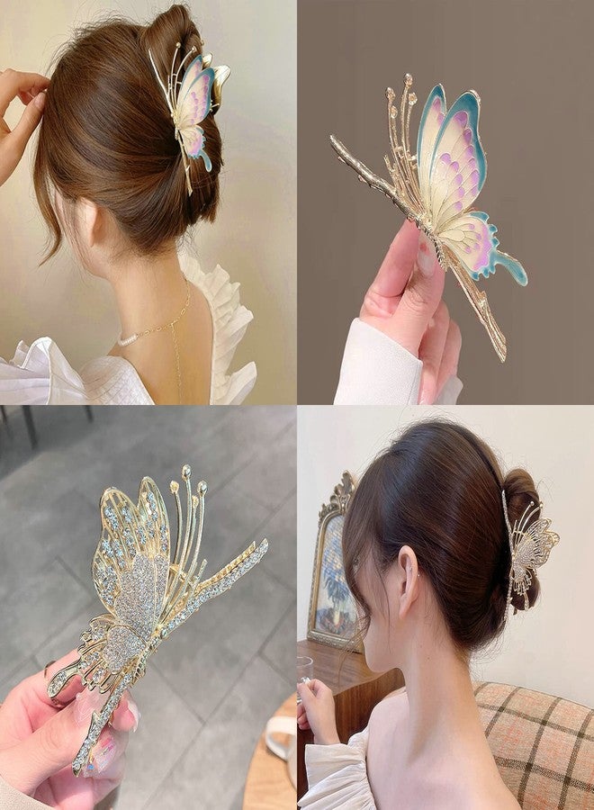 Cysincos 6 Pcs Hair Claw Clips for Women, Large Strong Metal Butterfly Hair Clips Flower Hair Clips for Women Thick Hair - Image 4