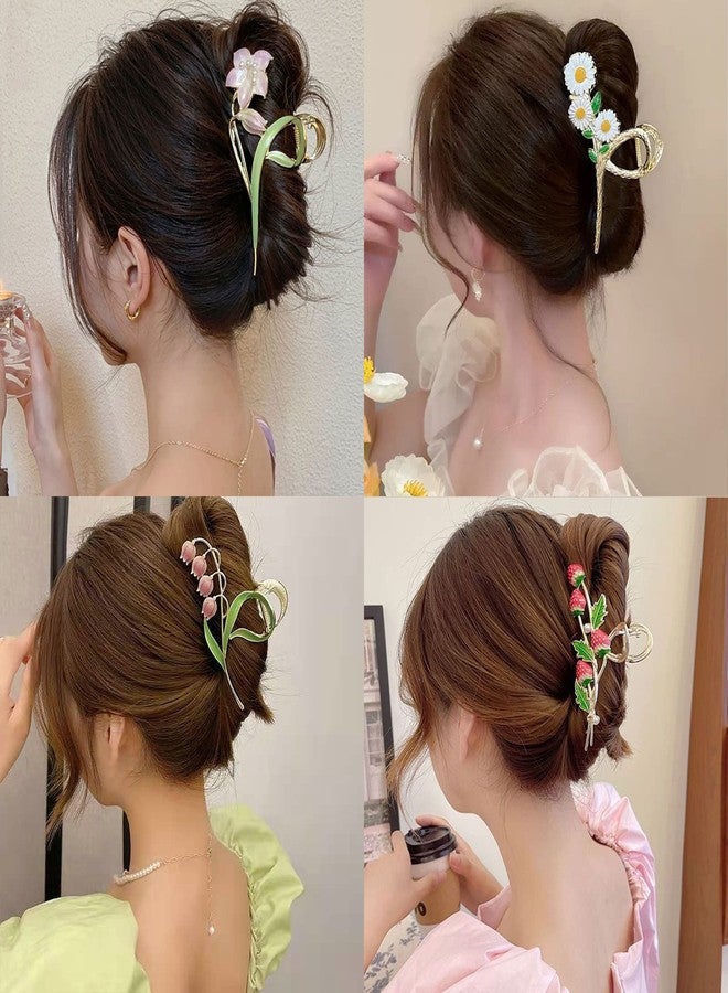 Cysincos 6 Pcs Hair Claw Clips for Women, Large Strong Metal Butterfly Hair Clips Flower Hair Clips for Women Thick Hair - Image 5