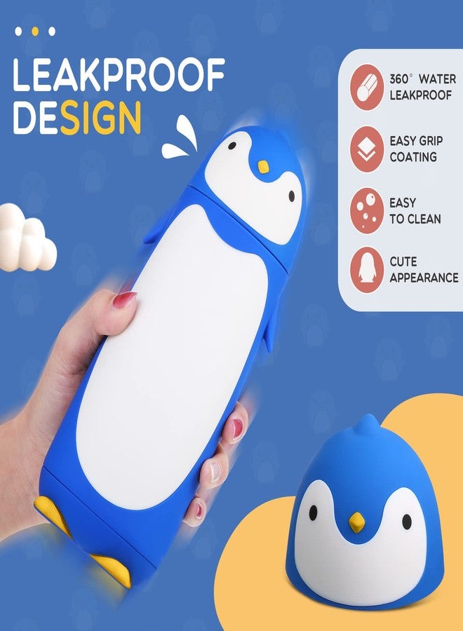 Cunhill 2 Pieces Penguin Water Bottle 9.5 oz Stainless Steel Penguin Cartoon Funny Travel Mug Insulated Vacuum Water Bottle Winter Coffee Mug for Coffee Tea Beverages Travel, Black and Blue - Image 4