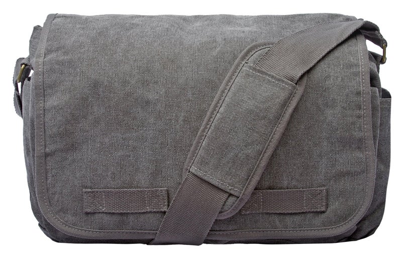 Sweetbriar Classic Vintage Messenger Bag - Original Heavyweight Cotton Canvas Gray Shoulder Bag with Upgraded Features - Grey - Image 1
