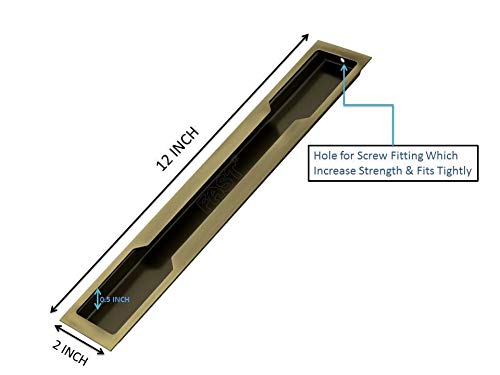 FAST CSH01 Steel Brass Antique Concealed Sliding Door Handle for Wardrobe & Cupboard Cabinet Doors Pull, Move The Door Aside and Dresser, Kitchen Drawers. (12 Inch) - Image 2