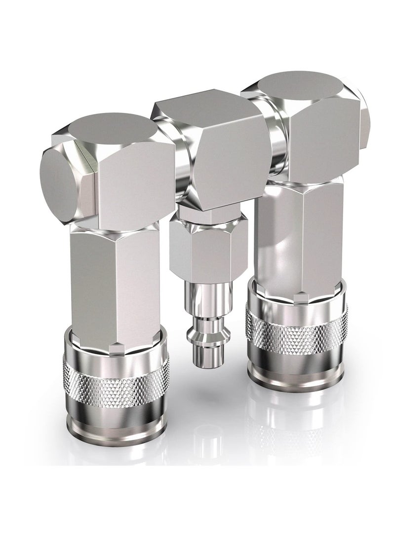 SOLARAE موصلات خرطوم الهواء 2 طريقة موزع خرطوم الهواء ملحقات 1/4 بوصة NPT ملحقات ضاغط الهواء مقاومة ضغط عالية مانيفولد الهواء دوار 360 درجة موصلات ملحقات ضاغط الهواء - Image 1