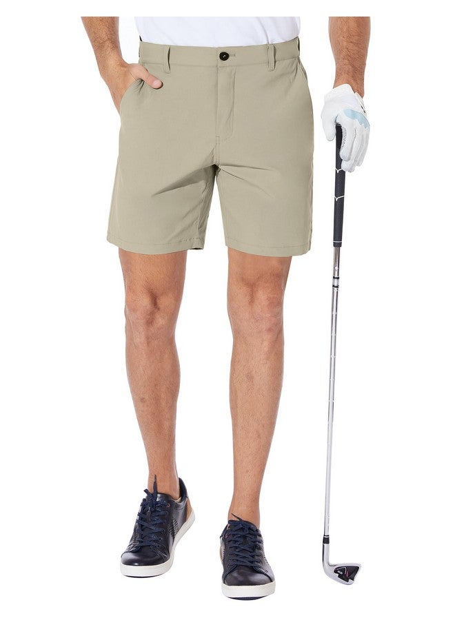 Puli Golf Shorts Mens 7 Inch Summer Stretch Dress Relaxed Fit Hiking Summer Outdoor Lightweight With Zipper Pockets Khaki 30  - Image 3