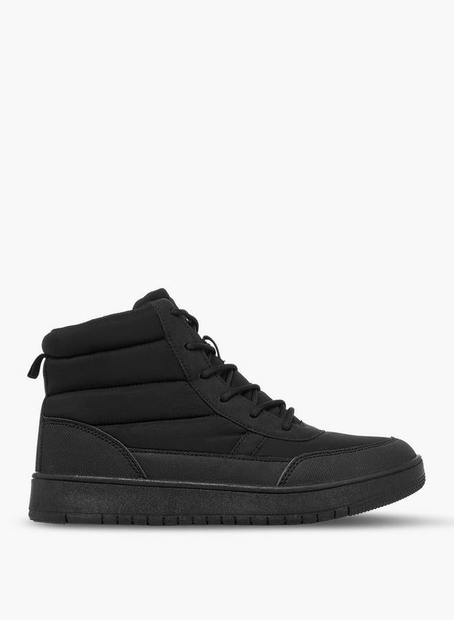 Mister Duchini Boys Quilted Lace-Up Ankle Length Boots - Image 1