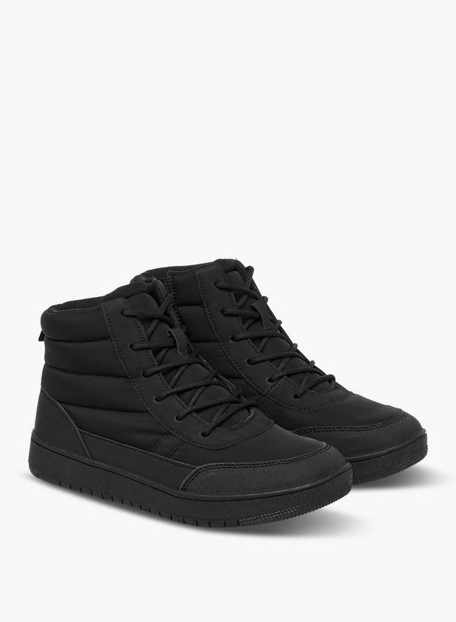 Mister Duchini Boys Quilted Lace-Up Ankle Length Boots - Image 3