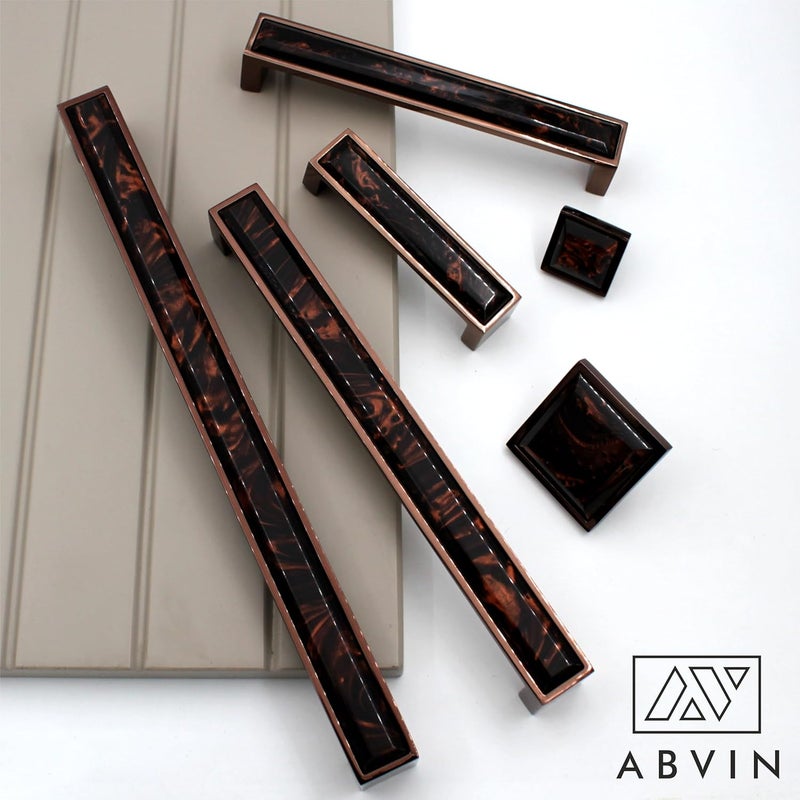 ABVIN ABVIN Premium Marble Rose Gold Copper Handles Modern Cabinet Hardware Furniture Pulls for Doors Cabinets Cupboards Drawers 1 pcs 67 inch  - Image 2