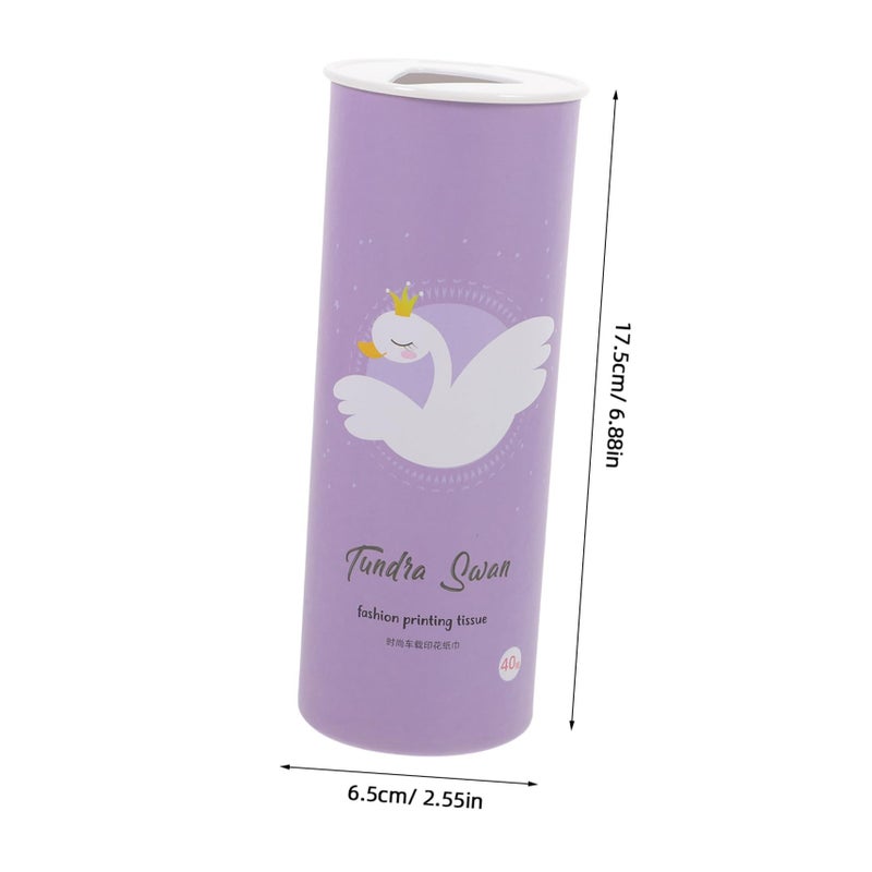 3Pcs Car Tissue Holder Cylindrical Tissue Boxes Cute Stylish Printed Travel Wipes For Cup Holder Portable Facial Home Office Use Natural Bamboo Material - Image 3