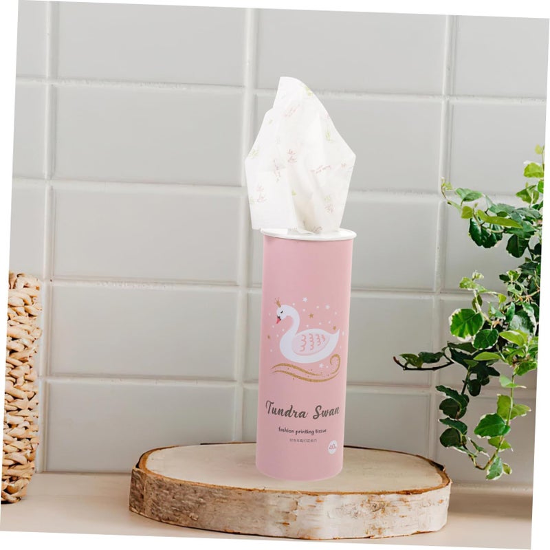 3Pcs Car Tissue Holder Cylindrical Tissue Boxes Cute Stylish Printed Travel Wipes For Cup Holder Portable Facial Home Office Use Natural Bamboo Material - Image 5