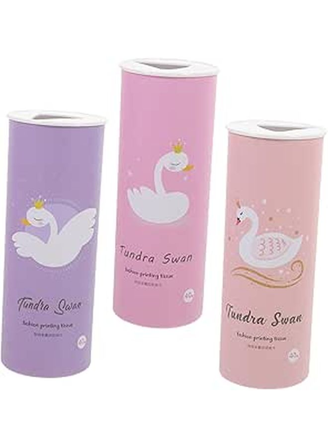 3Pcs Car Tissue Holder Cylindrical Tissue Boxes Cute Stylish Printed Travel Wipes For Cup Holder Portable Facial Home Office Use Natural Bamboo Material - Image 1