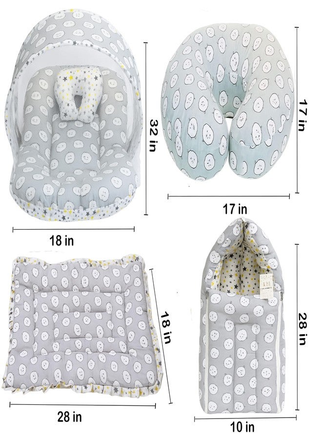 Infantbond by Fareto Baby Bedding Set Essentials Combo | Baby Bed | Carry Bag | Sleeping Bag | Hand Carry Bed | Feeding Pillow (0-6 Months)(All in 1) (Grey Ship) - Image 5