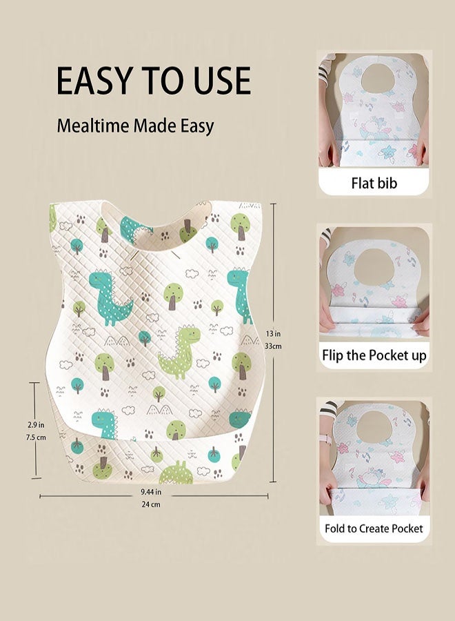 20 Pcs Disposable Baby Bibs, Individual Wrapped Travel Bibs, Waterproof Food Catcher for Toddlers Girls Boys Feeding - Image 2