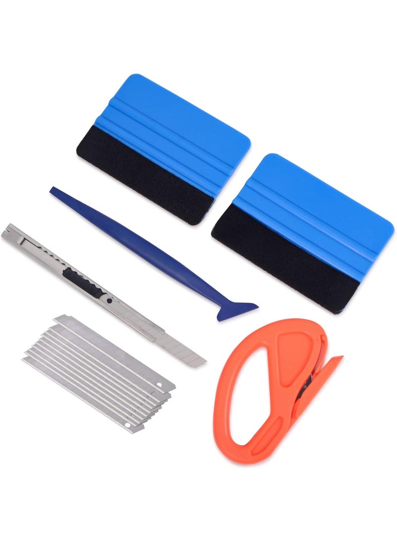 مركبة فينيل لف أداة مجموعة نافذة الصبغة أداة تشمل 4 بوصة شعرت Squeegee ، قابل للسحب 9mm سكين المرافق والشفرات ، زيبي فينيل القطع وميني الذهاب زاوية Squeegee لتغليف السيارات - Image 1