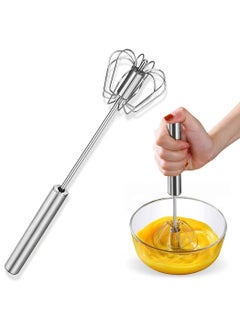 high quality Stainless Steel Hand Push Whisk Blender Semi Automatic Mixer Egg Milk Beater Frother Rotating Push Whisk for Blending Whisking Beating Stirring Egg Whisker