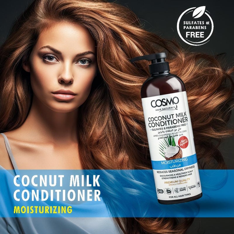 COSMO Hair Naturals Coconut Milk All Hair Conditioner 1000ML, for Moisturizing, Strengthens & Repairs Hair - Image 2