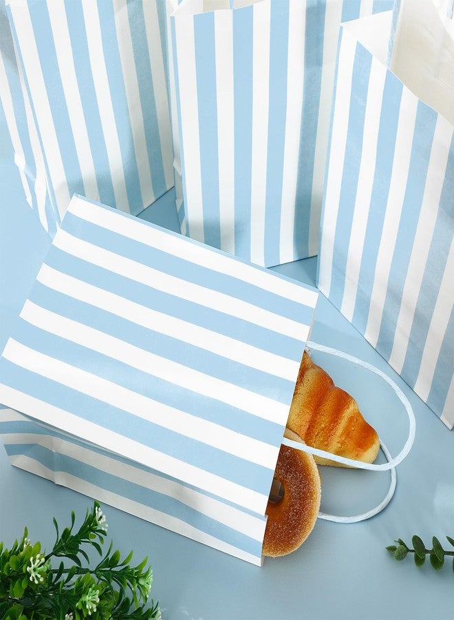 Whaline 36Pcs Blue Stripe Paper Gift Bag Treat Bags with Handles White Blue Striped Candy Goodie Bags for Baby Shower Wedding Party Favors Supplies - Image 5