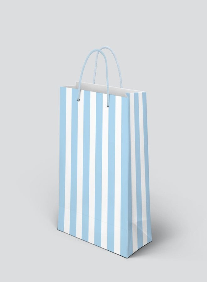 Whaline 36Pcs Blue Stripe Paper Gift Bag Treat Bags with Handles White Blue Striped Candy Goodie Bags for Baby Shower Wedding Party Favors Supplies - Image 1