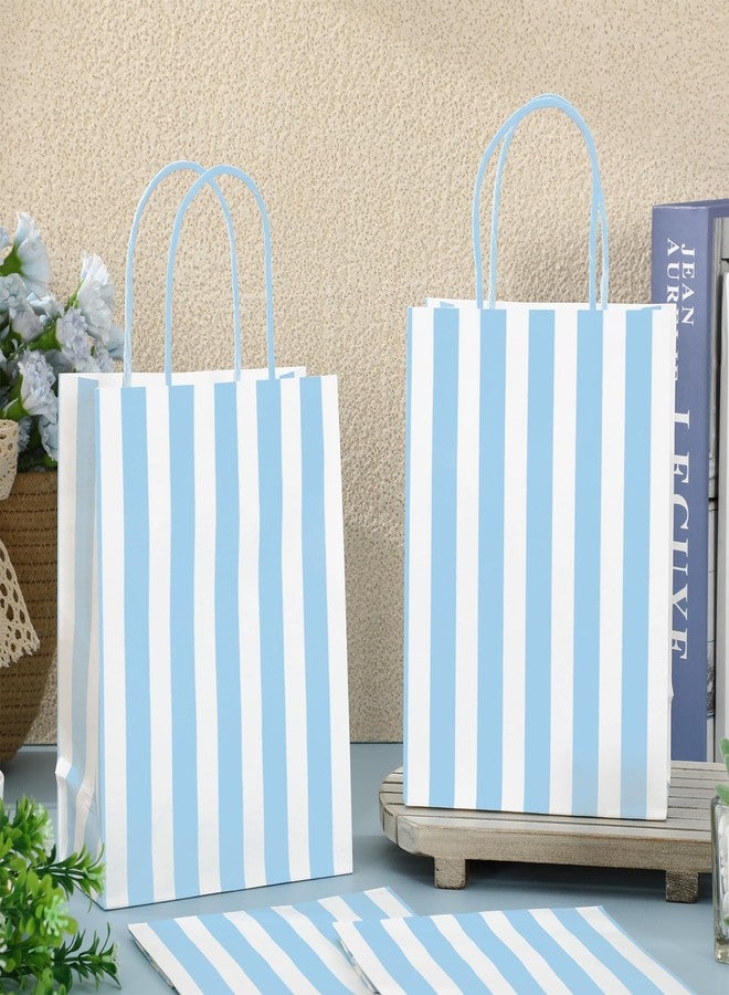 Whaline 36Pcs Blue Stripe Paper Gift Bag Treat Bags with Handles White Blue Striped Candy Goodie Bags for Baby Shower Wedding Party Favors Supplies - Image 4