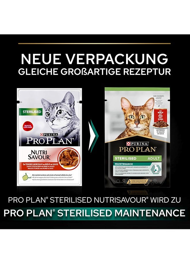 PURINA Pro Plan Sterilised Cat Food Beef In Gravy - 85G (Pack Of 10)  - Image 4